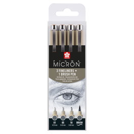 Sakura Set de puntafinas Pigma Micron, 4 tamaños, Gris Frío Claro